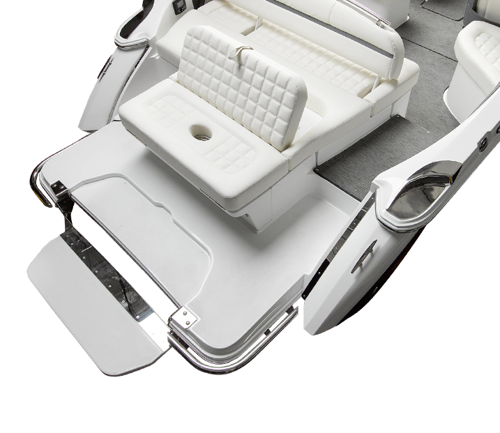 R Series Boat with Patented Flip Step Platform that Lowers Beneath the Surface of the Water