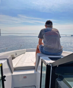 Bill enjoying calm Summer day on the Great Lakes.